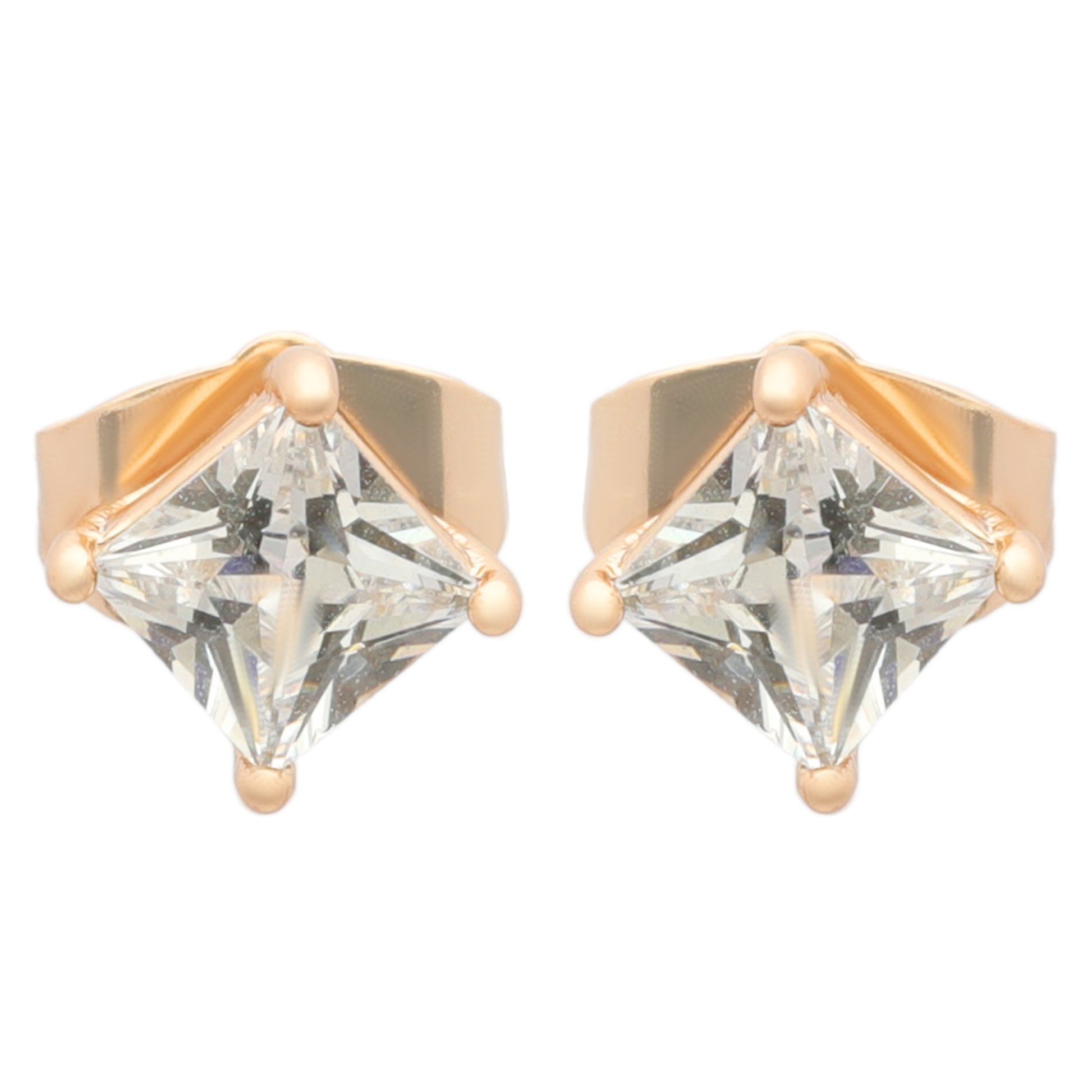 Elegant Solitaire Stud Earrings with yellow gold plating, perfect for everyday elegance.