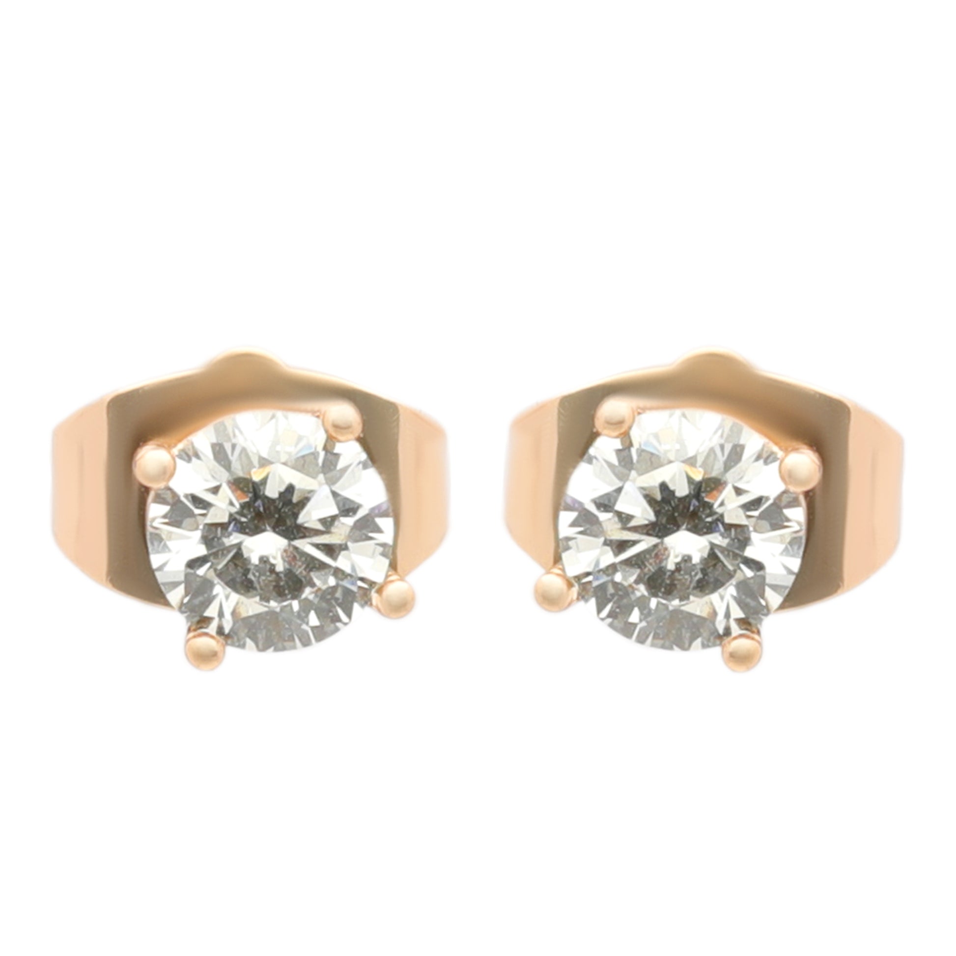 Classic round-cut stud earrings in yellow gold plating, designed for everyday elegance and skin-friendly wear.