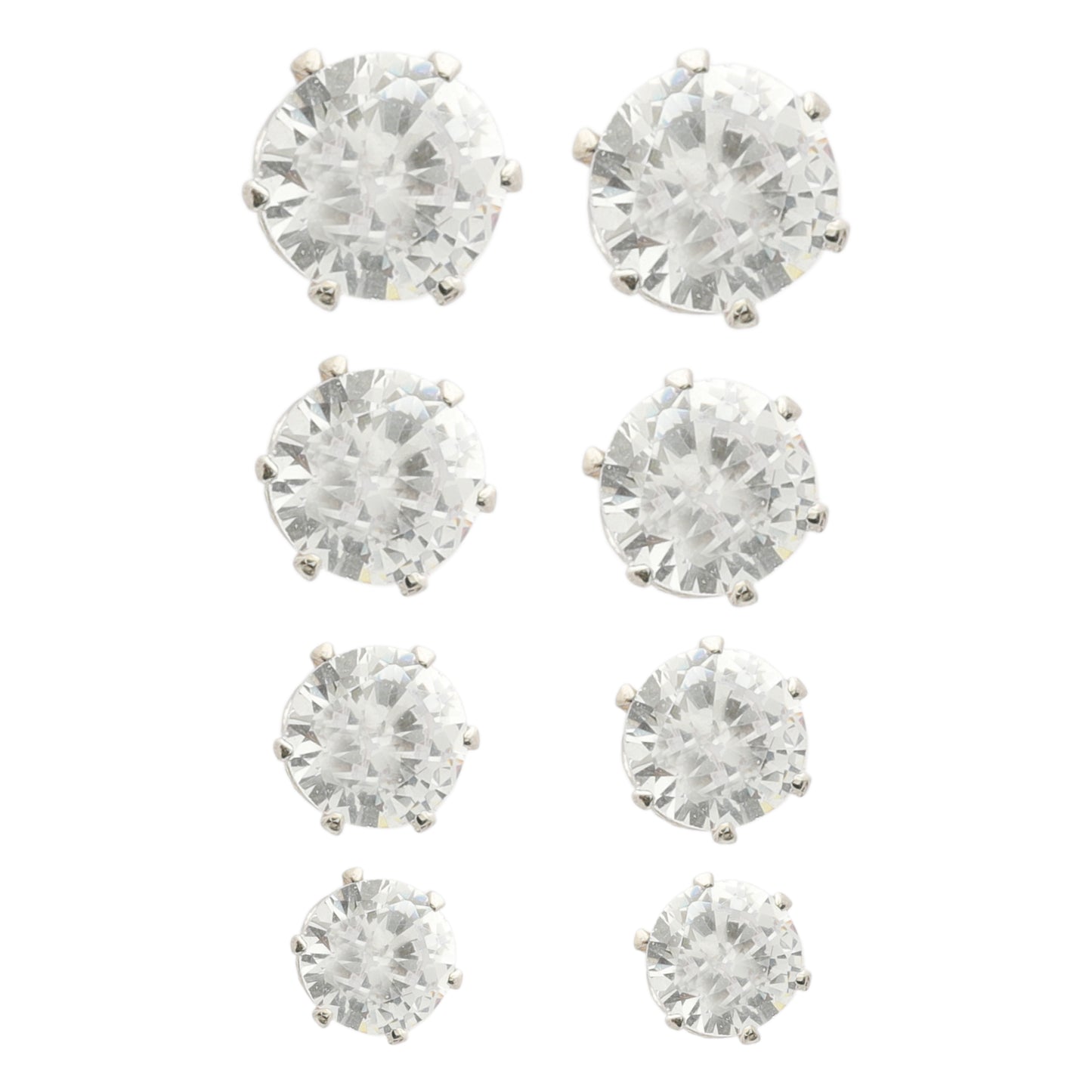 Rhodium-plated Crystal Cascade Studs – a silver earring set with sparkle and variety.