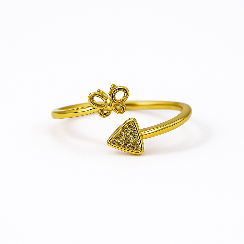 Butterfly & Triangle Charm Ring