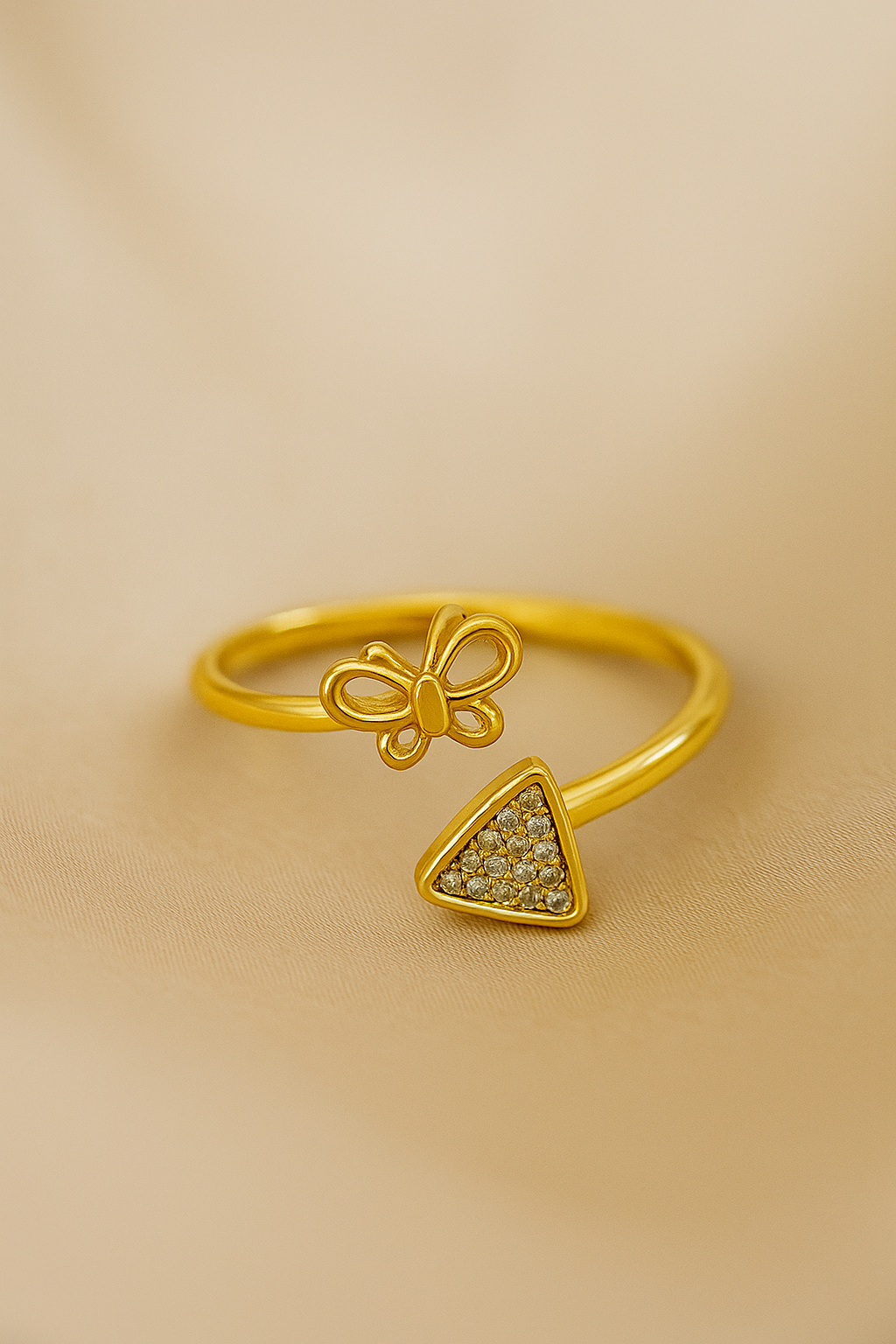Butterfly & Triangle Charm Ring