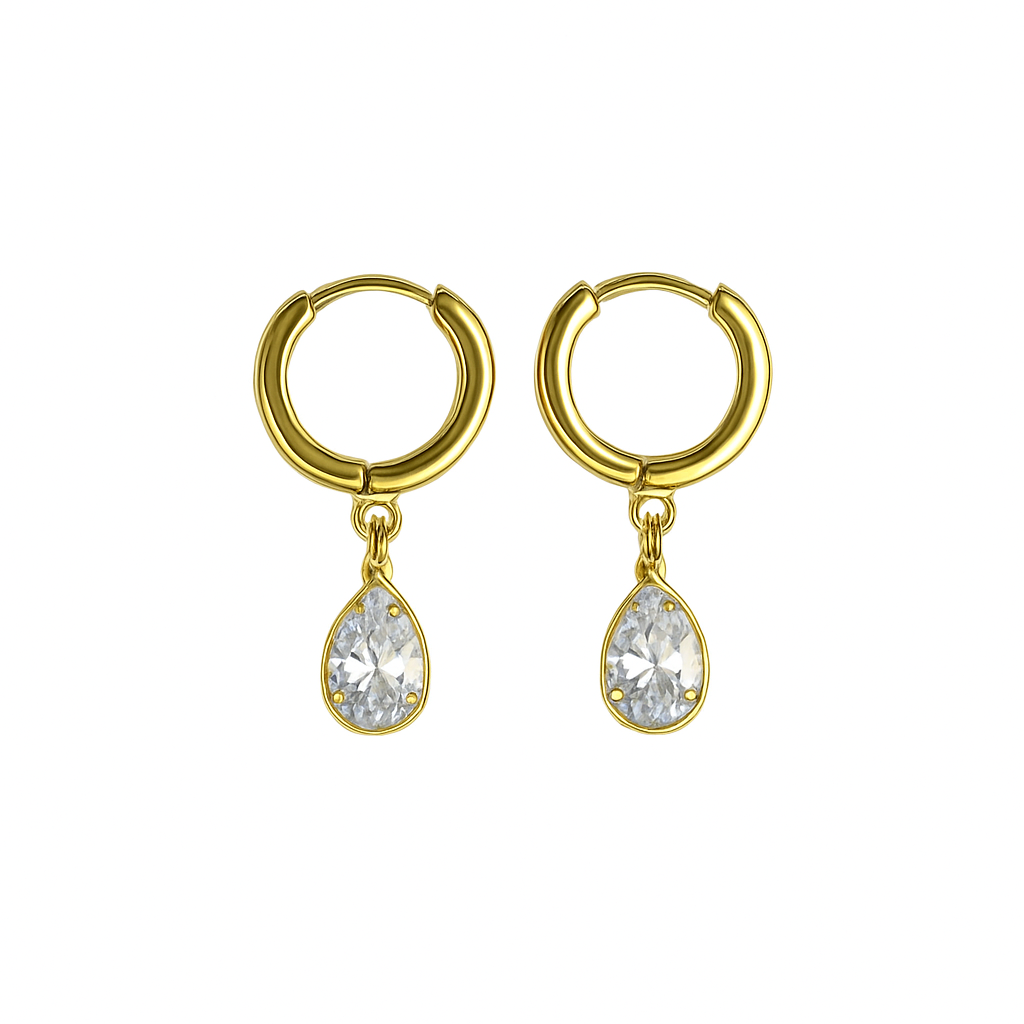 Crystal Drop Hoop Earrings