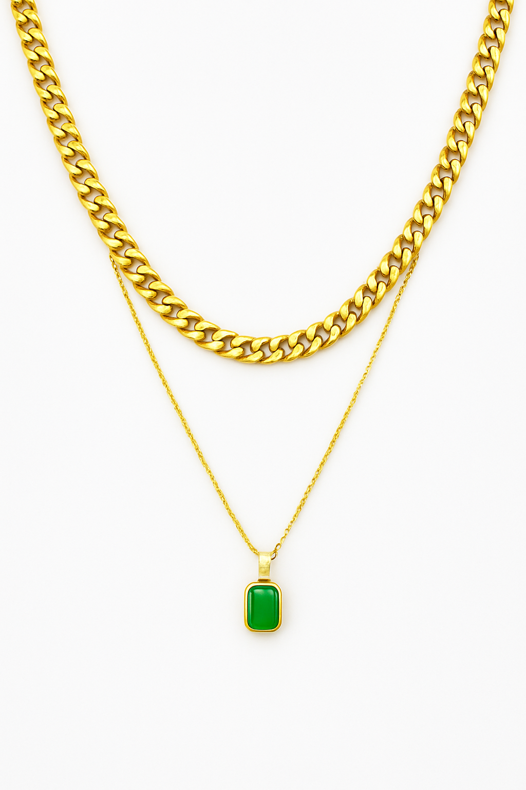 Green Stone Layered Necklace
