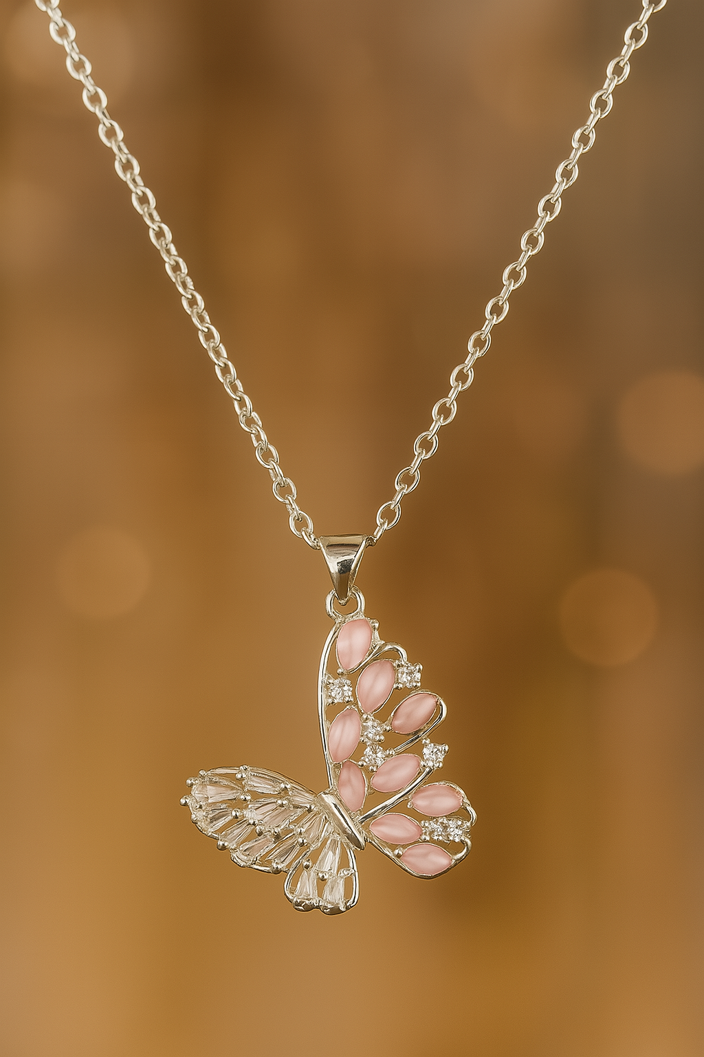 Pink Butterfly Necklace