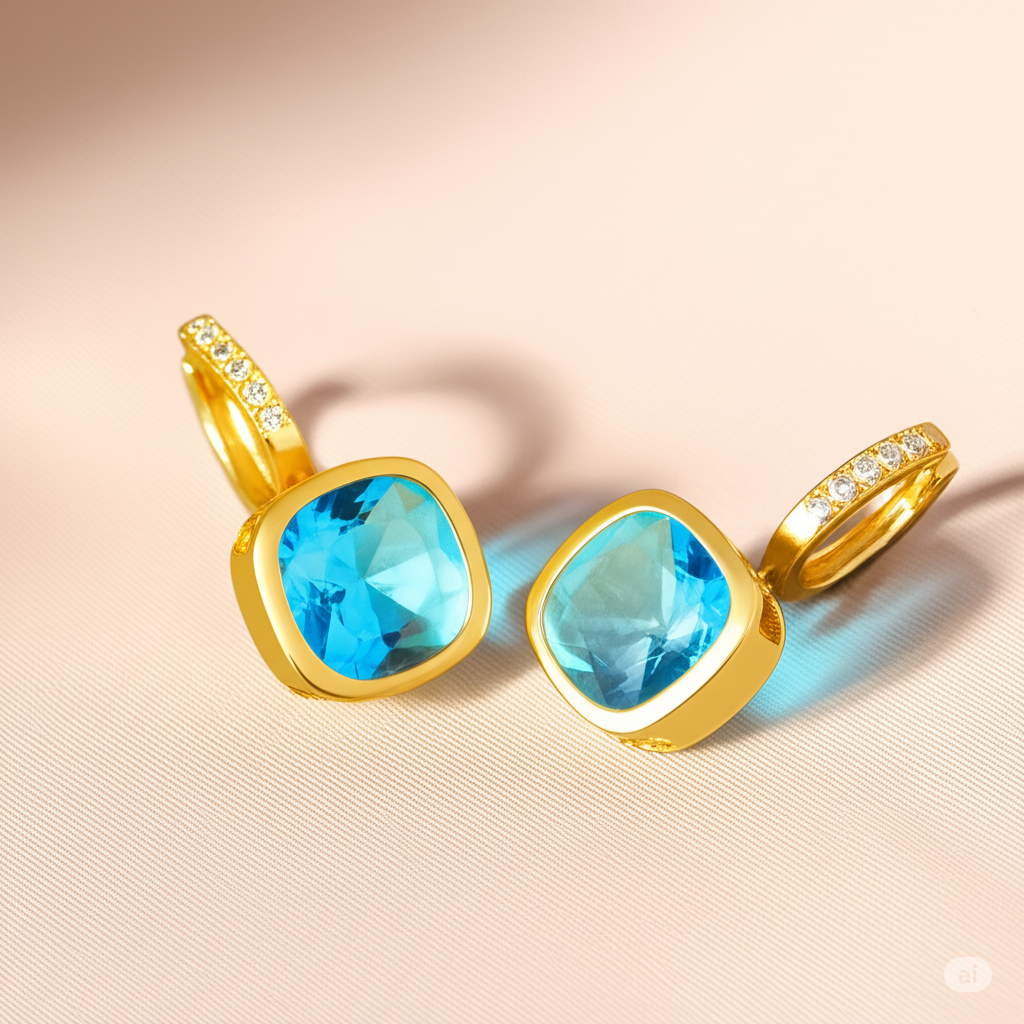 Blue Hoop Earrings