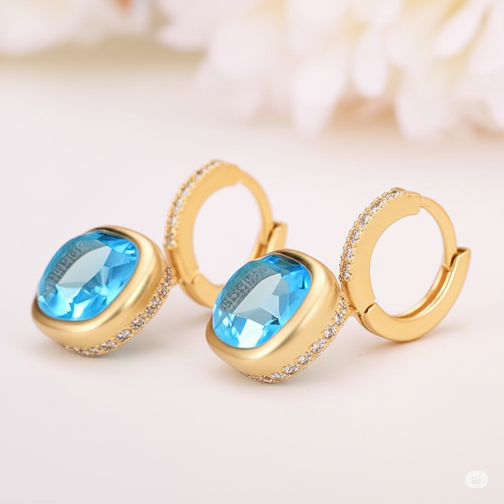 Blue Hoop Earrings