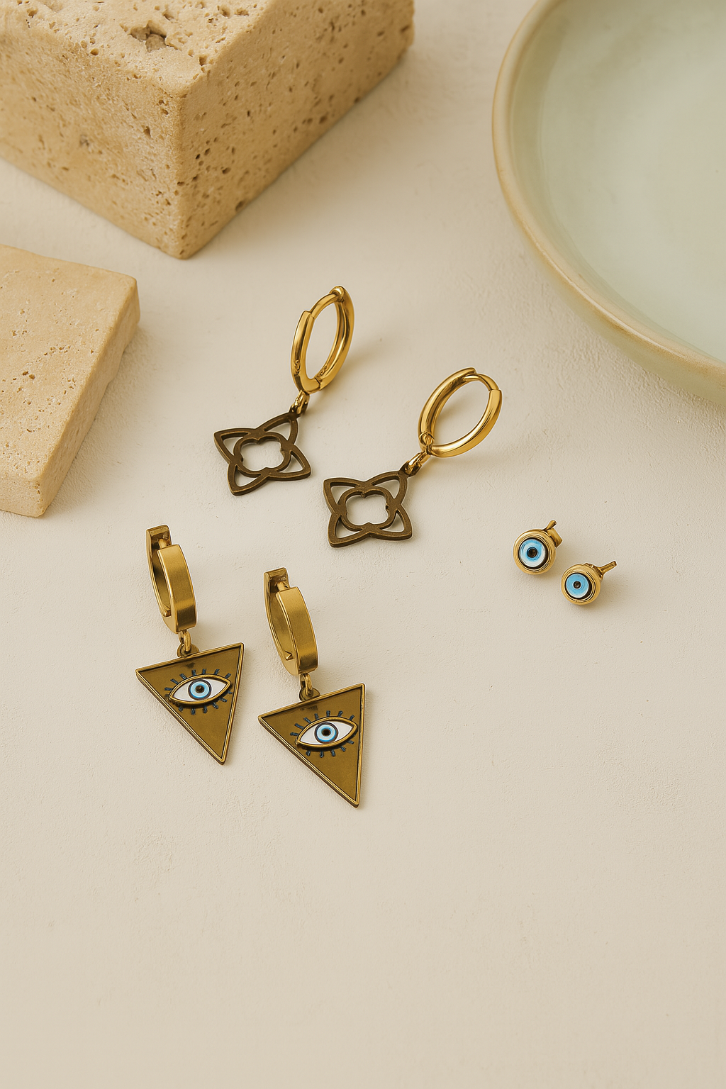 Evil Eye Earrings Set
