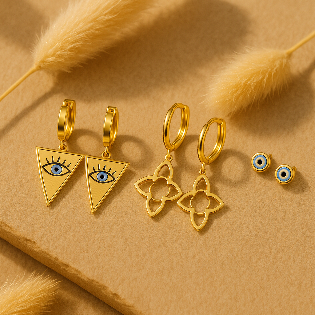 Evil Eye Earrings Set