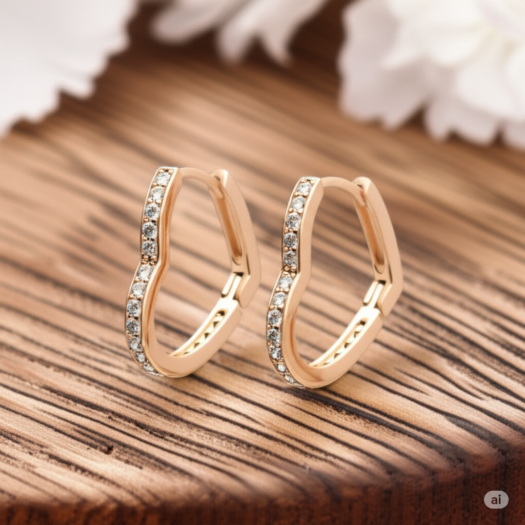 Diamond Heart Hoops