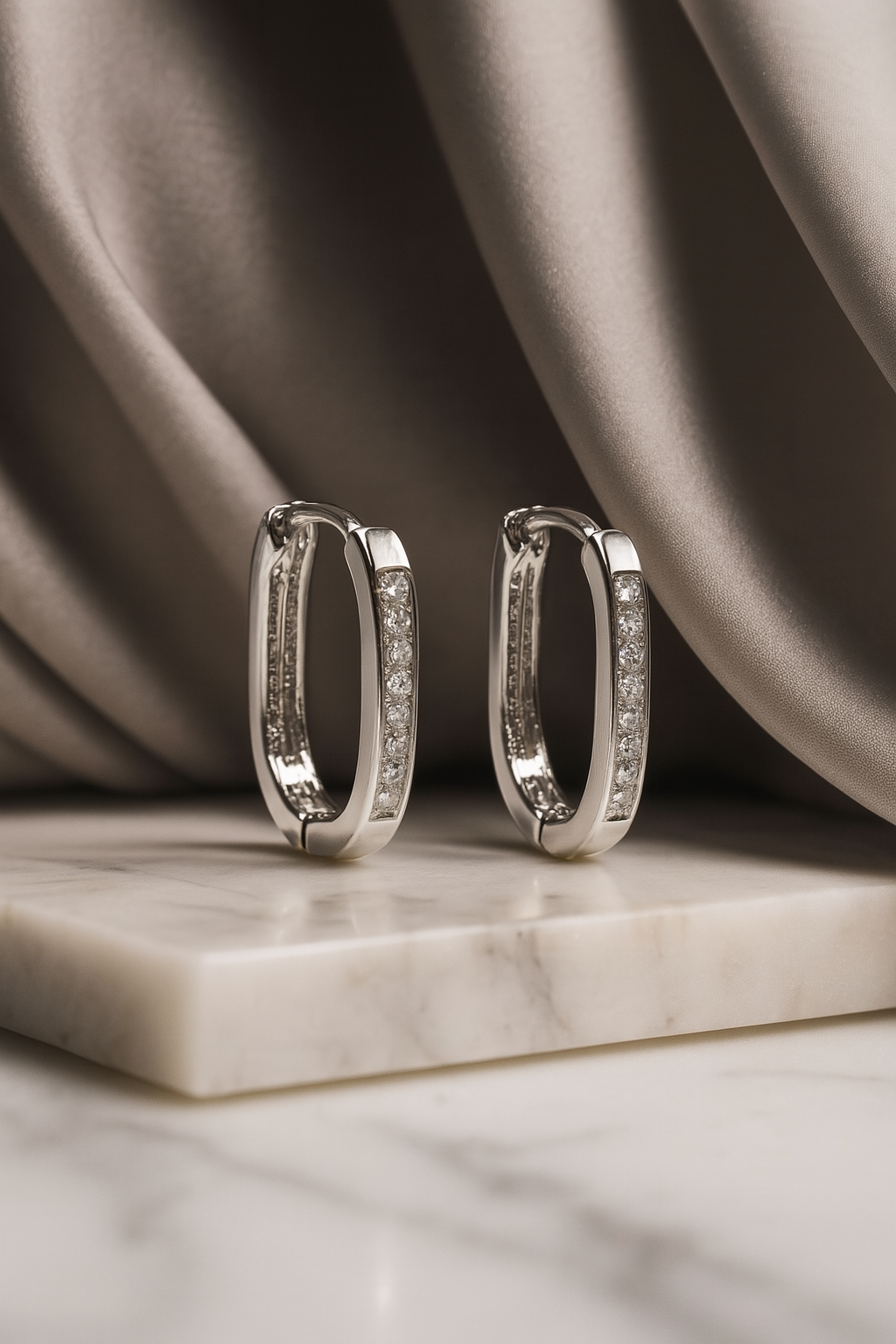 Shimmer Silver Hoops