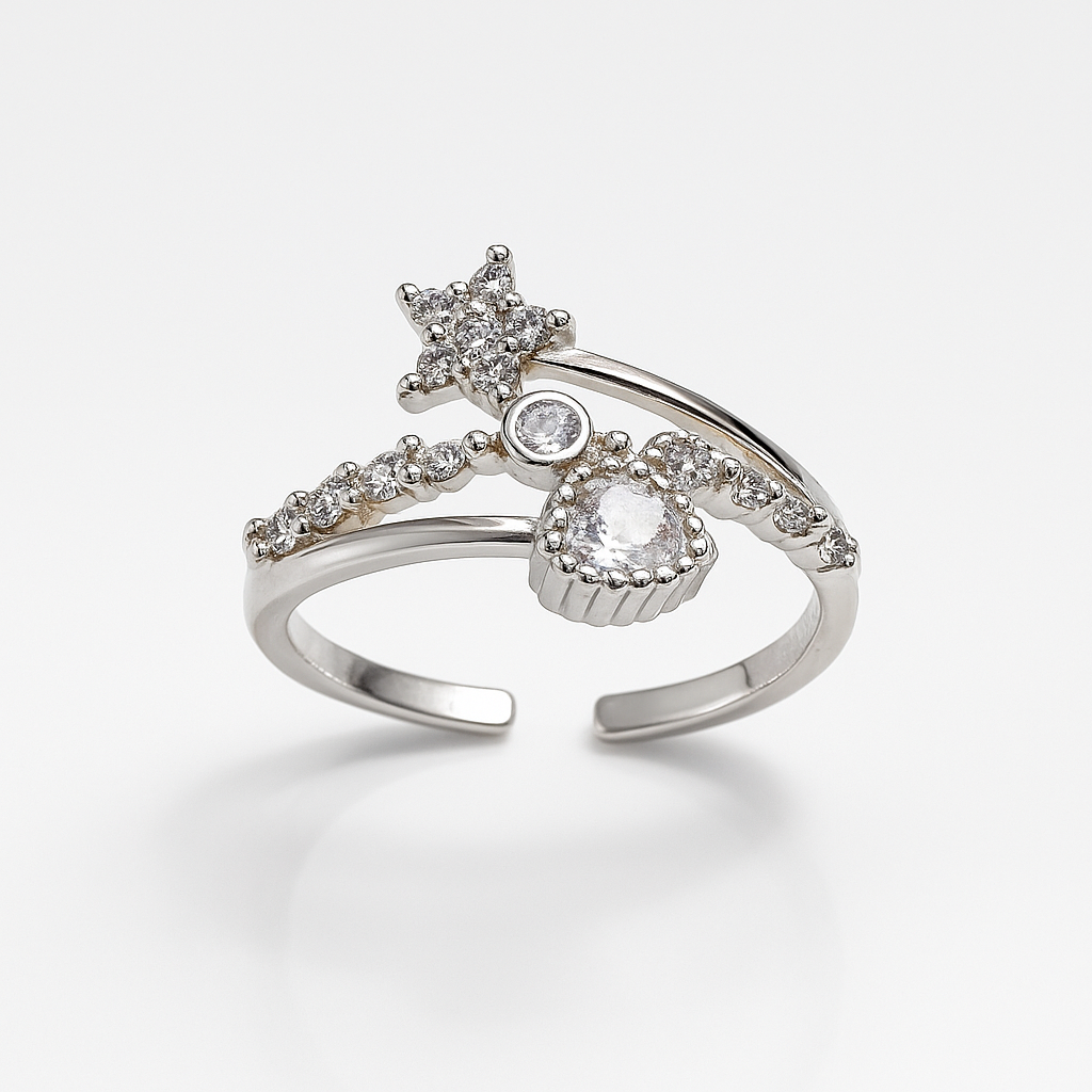 Starry Heart Trio Ring