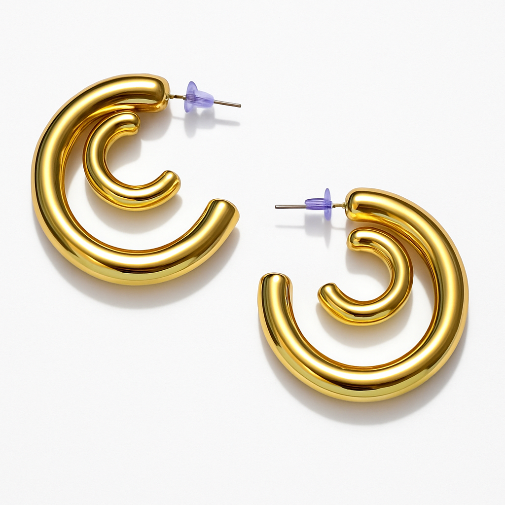 Gold Double C-Hoops