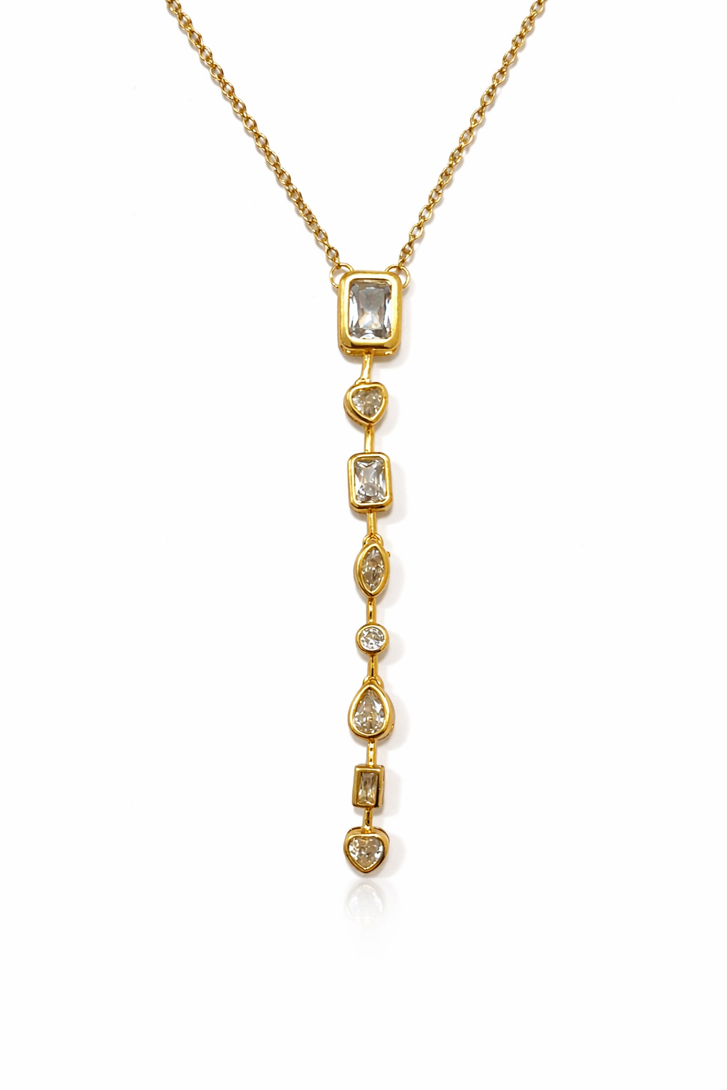 Geometric Crystal Drop Necklace