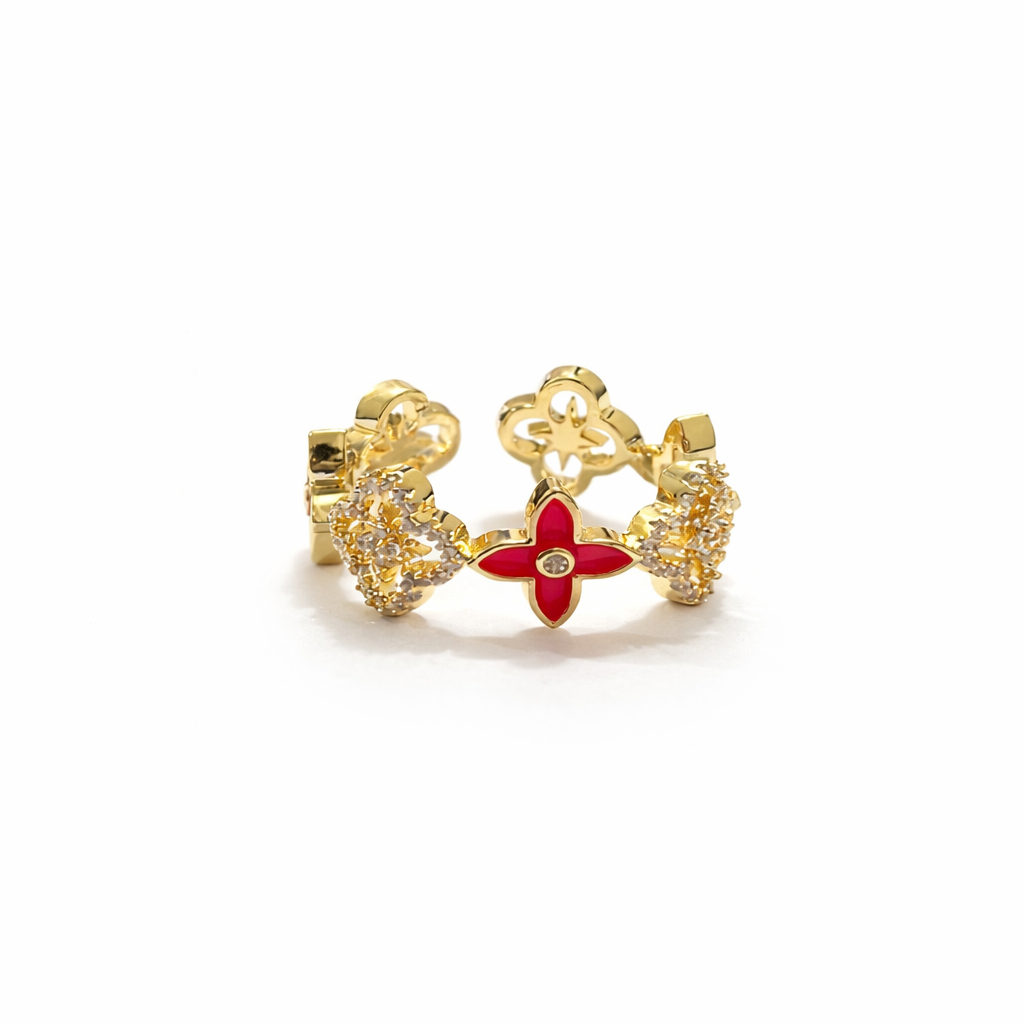 Floral Charm Statement Ring