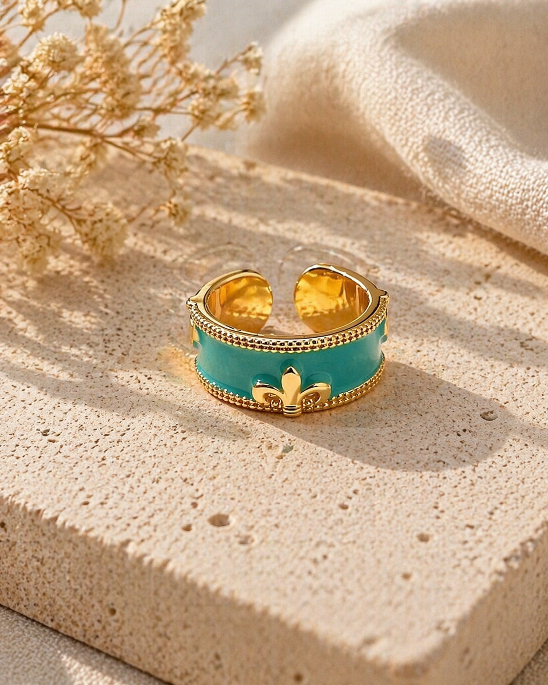Aqua Crown Adjustable Ring