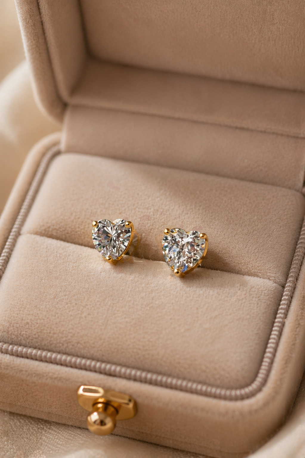 Crystal Heart Stud Earrings