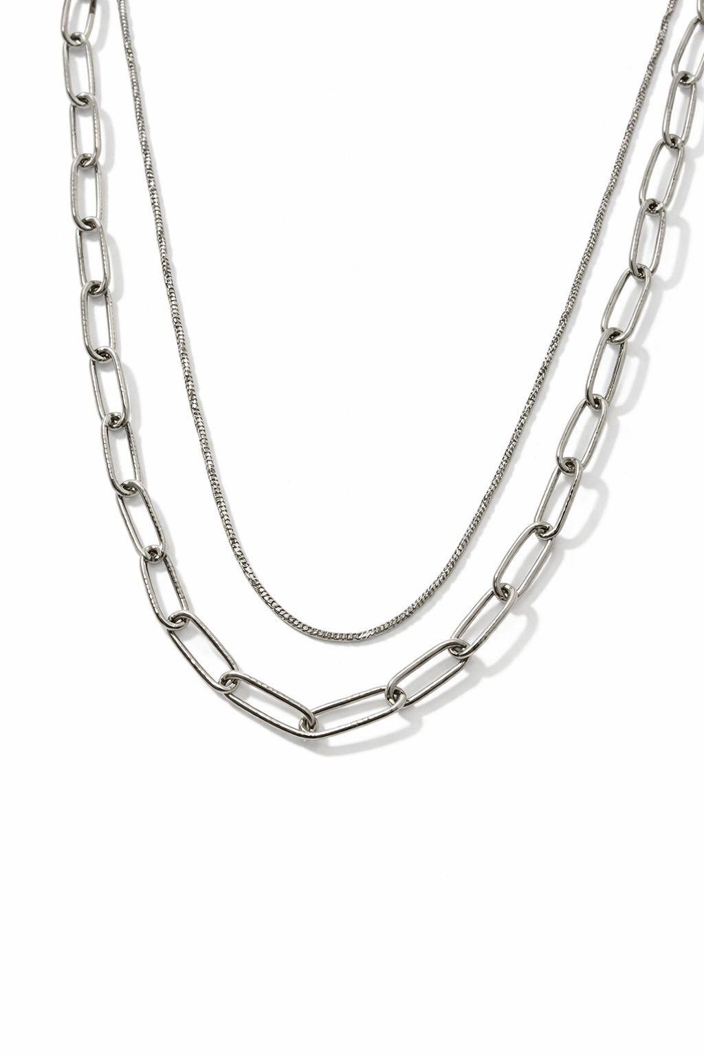 Dual Layer Paperclip Chain Necklace
