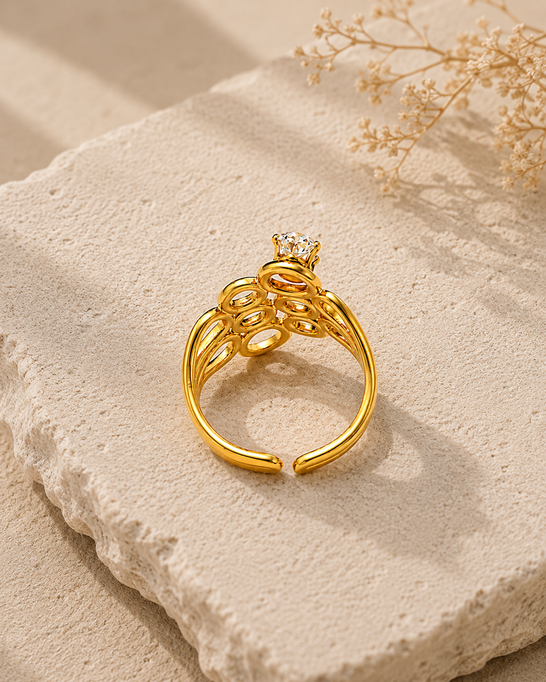 Orlina Oval Crystal Abstract Statement Ring