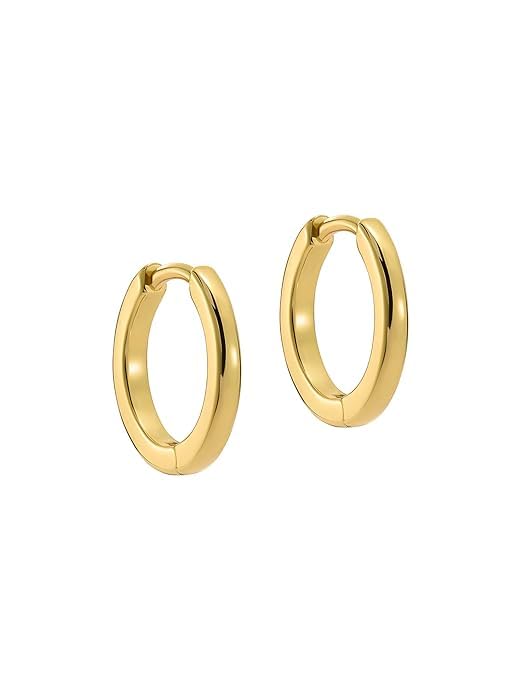 Small gold hoops with a snug fit and minimalist design