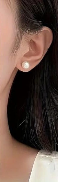 Elegant pearl stud earrings in rose gold plating – Peppy Pink