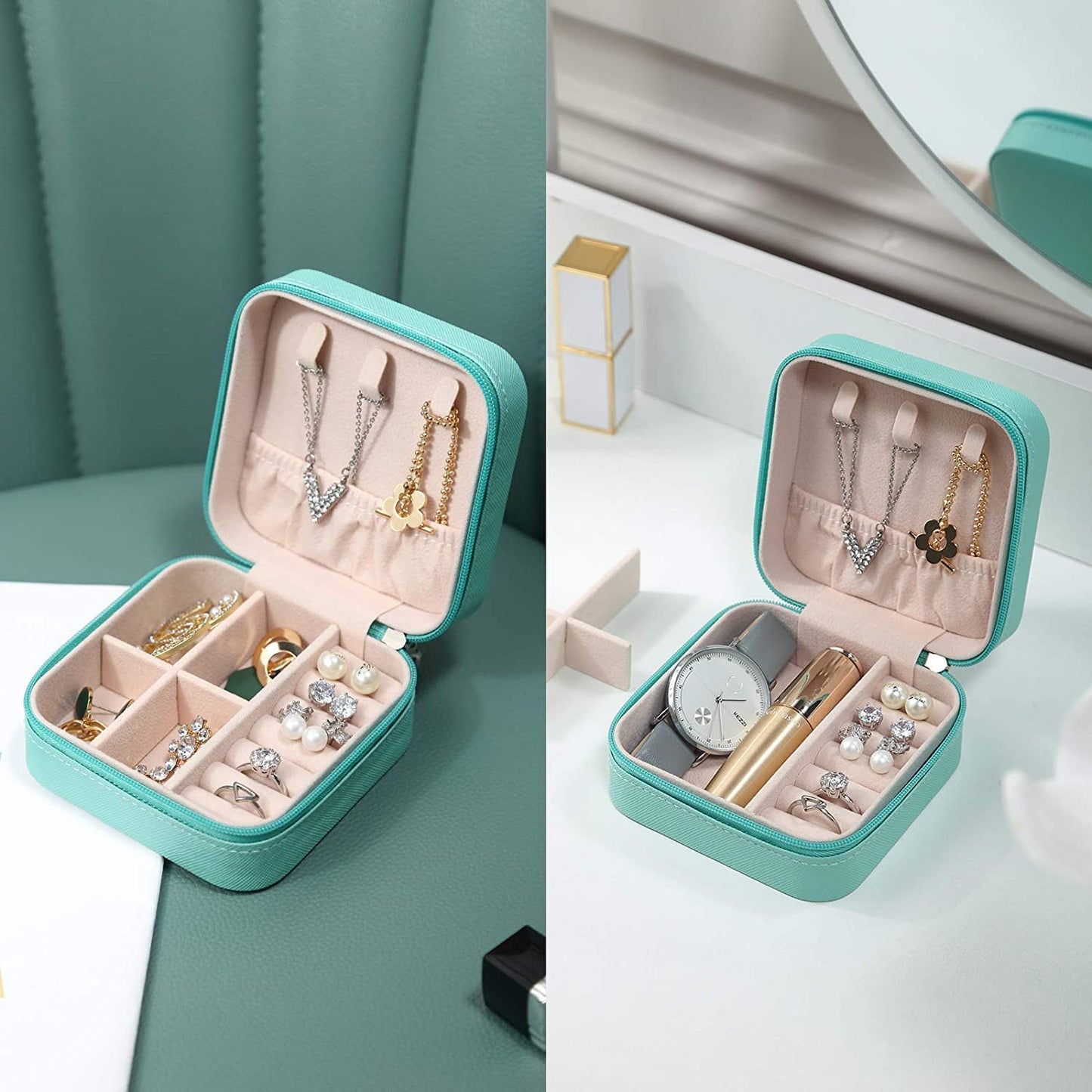 Stylish and functional jewelry organizer for secure, tangle-free accessory storage at home or on the go.
