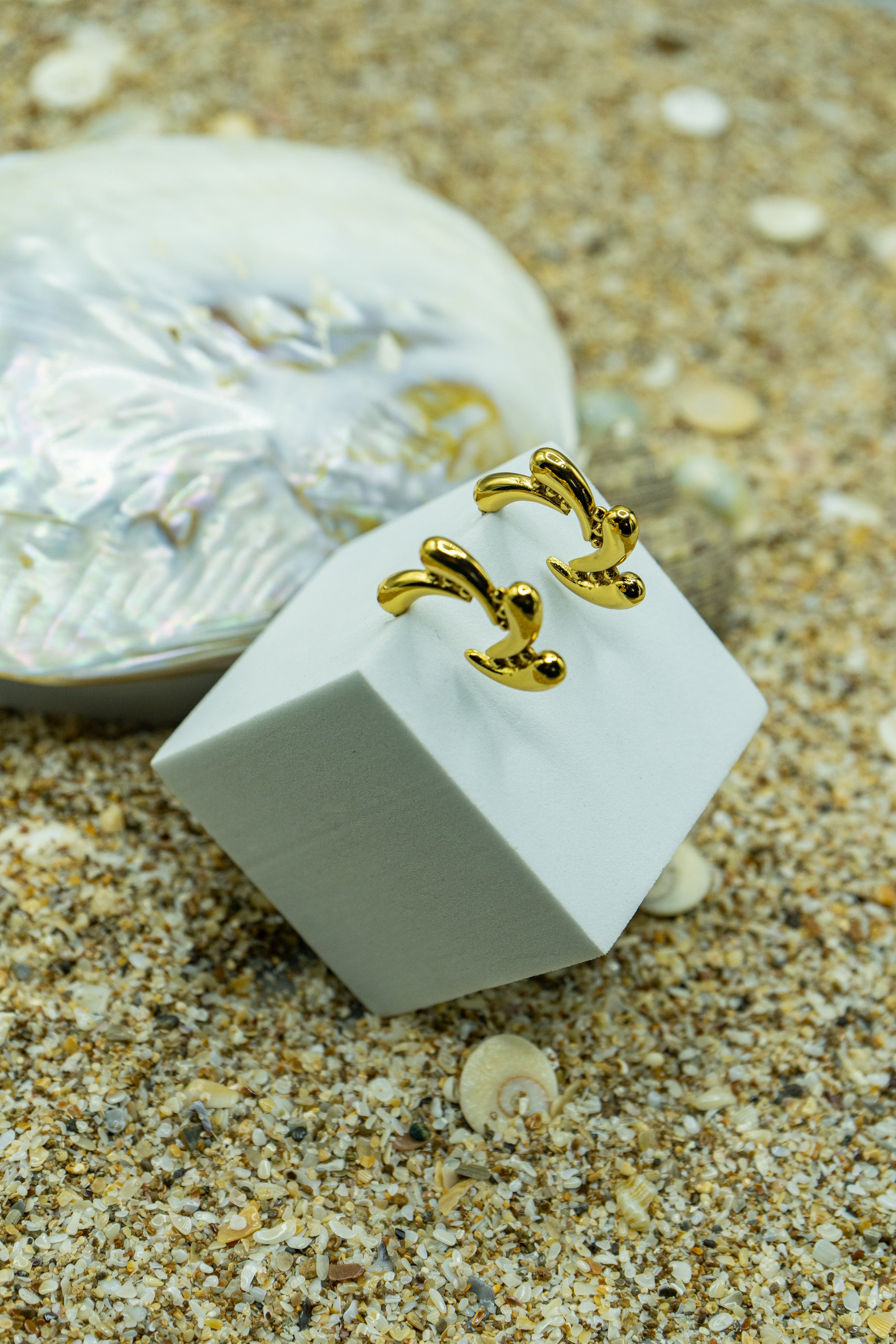 Ornate hoop earrings, yellow gold-plated, hypoallergenic, anti-tarnish, stylish fashion jewelry