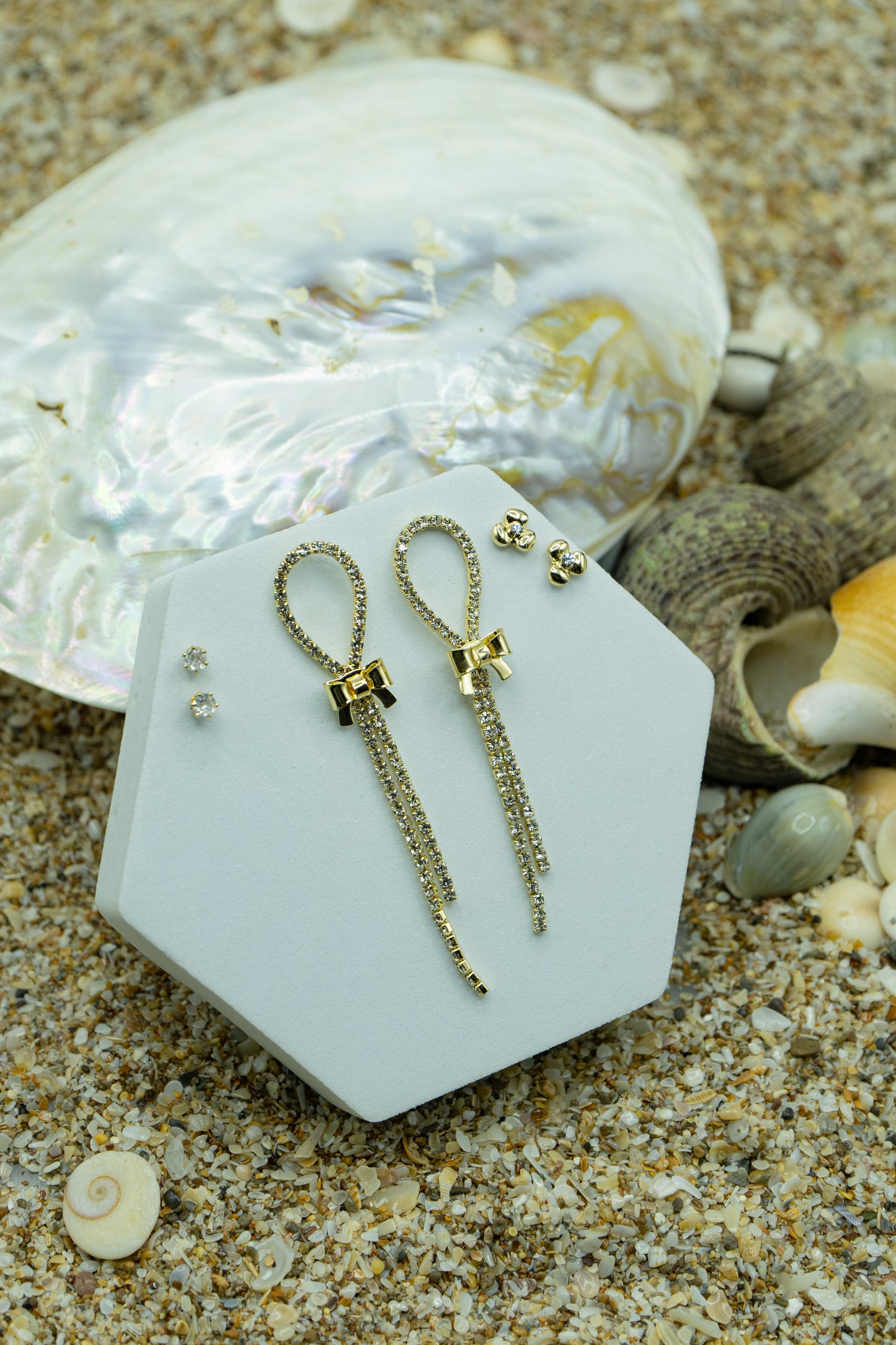 Versatile earrings sets, yellow gold-plated, hypoallergenic, anti-tarnish, perfect for every occasion