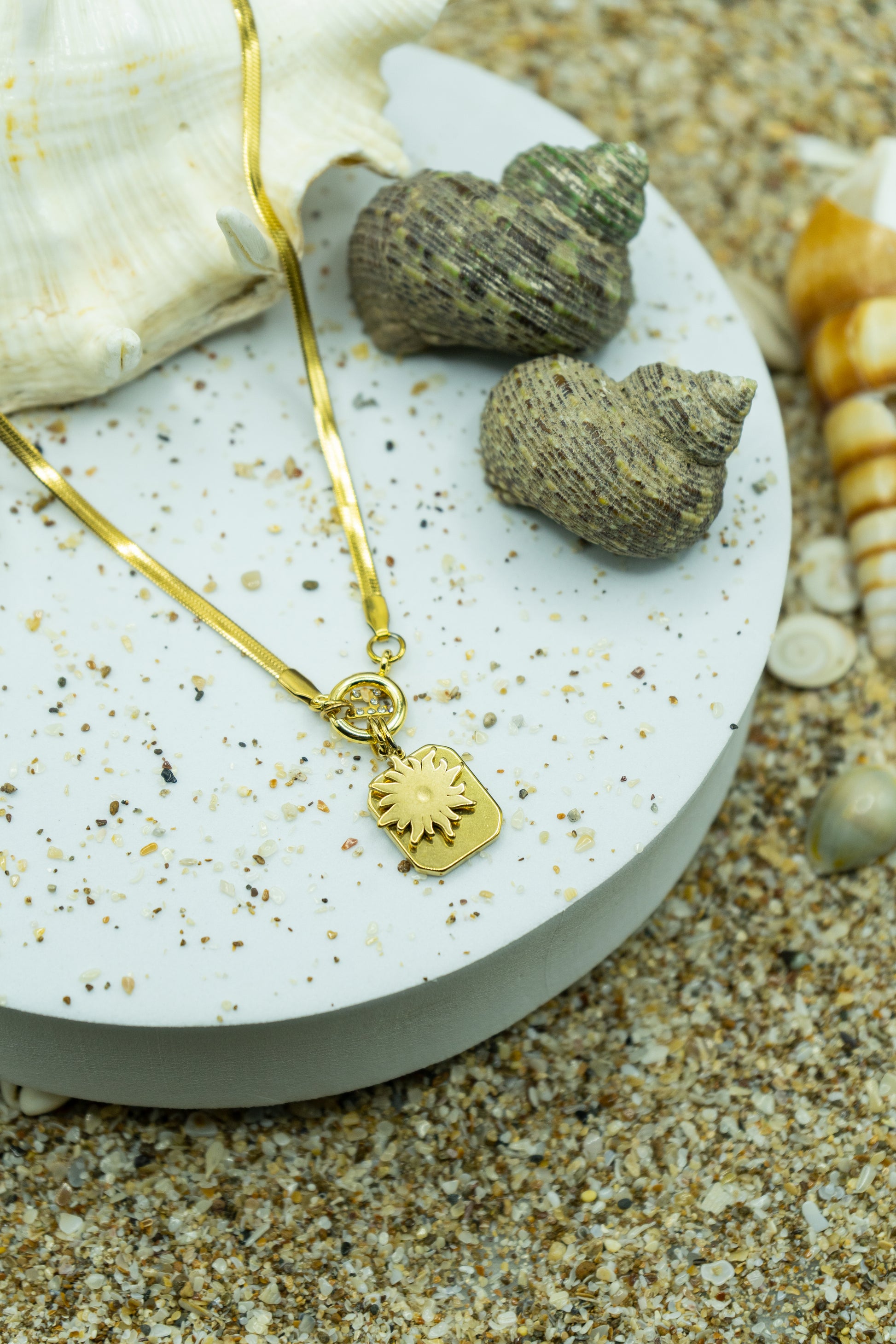 Elegant Starbeam Charm Necklace with yellow gold plating, anti-tarnish finish, and hypoallergenic design.