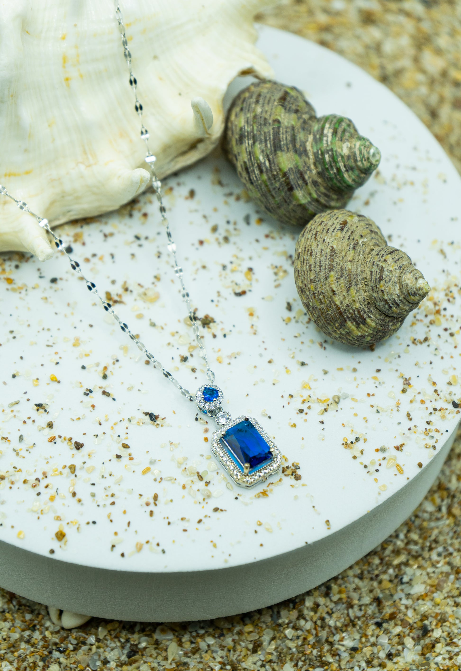 Oceanic Glow Necklace, rhodium-plated, hypoallergenic, anti-tarnish, elegant fashion jewelry