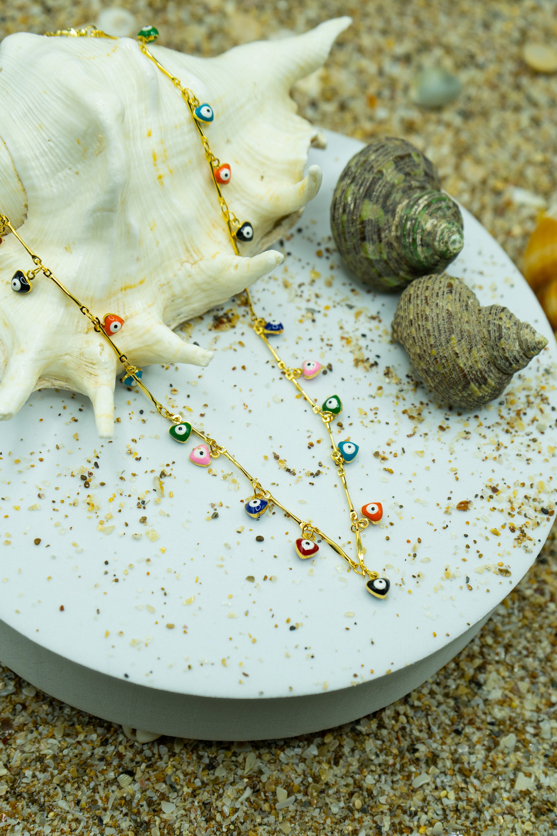 Vibrant Evil Eye Necklace, gold-plated, hypoallergenic, anti-tarnish, stylish and protective jewelry
