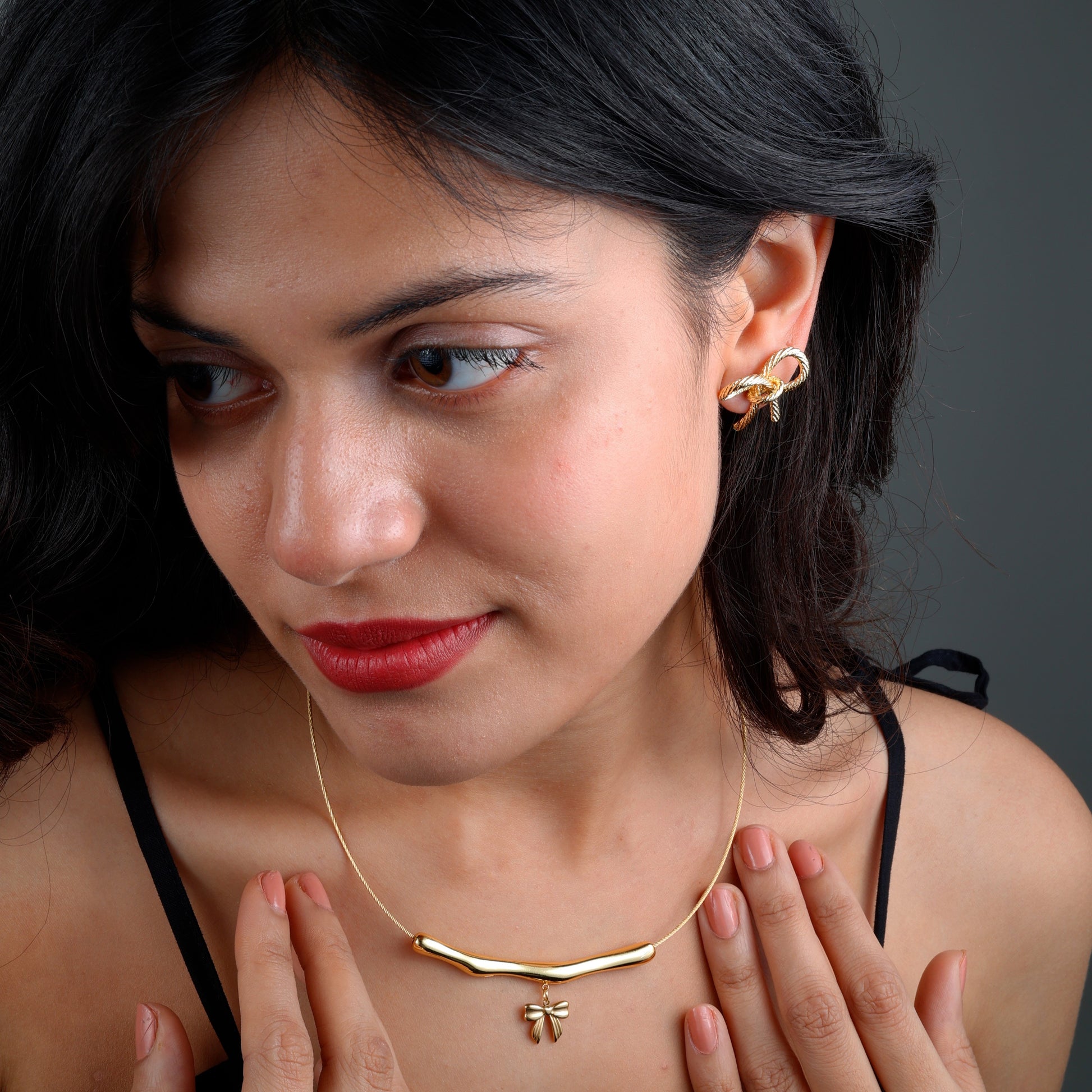 Elegant Serene Branch Necklace with yellow gold plating and anti-tarnish finish.