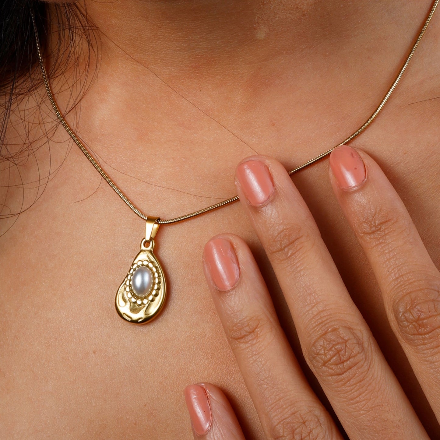 Dainty Pearl Set – Yellow gold plated, anti-tarnish, hypoallergenic jewelry for women.