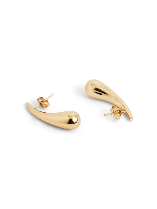 Minimalist teardrop earrings, yellow gold-plated, hypoallergenic, anti-tarnish, elegant fashion jewelry