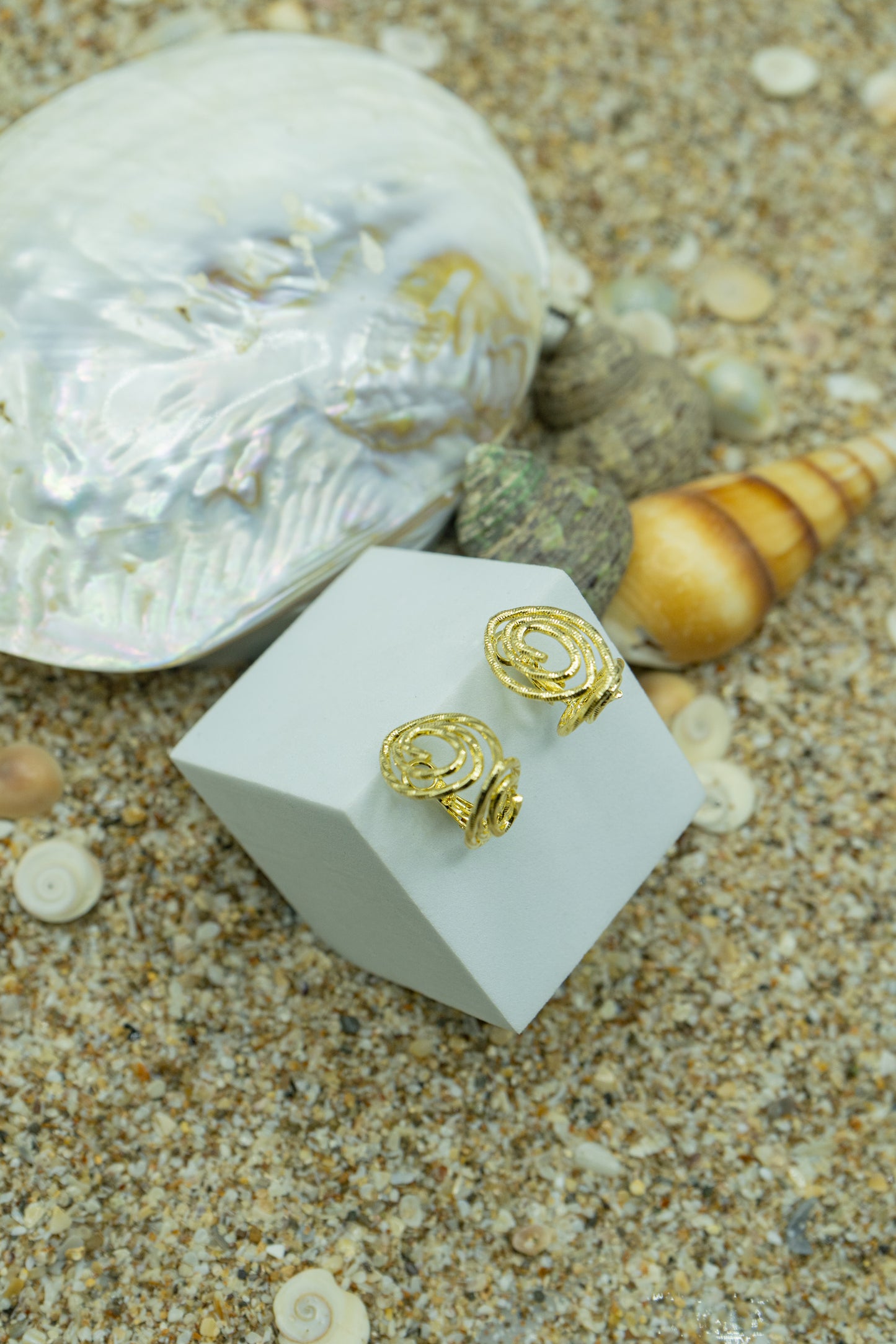 Whirlwind Earrings, gold-plated, hypoallergenic, anti-tarnish, unique handcrafted elegant jewelry