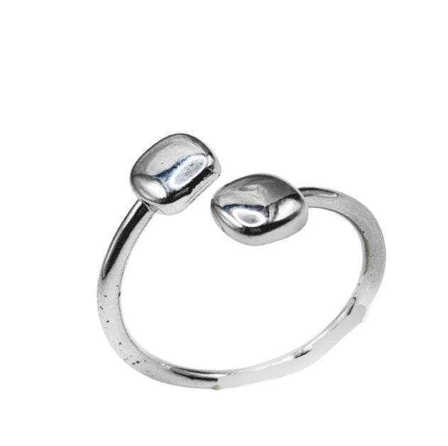 Modern open band ring with sculpted pod shapes