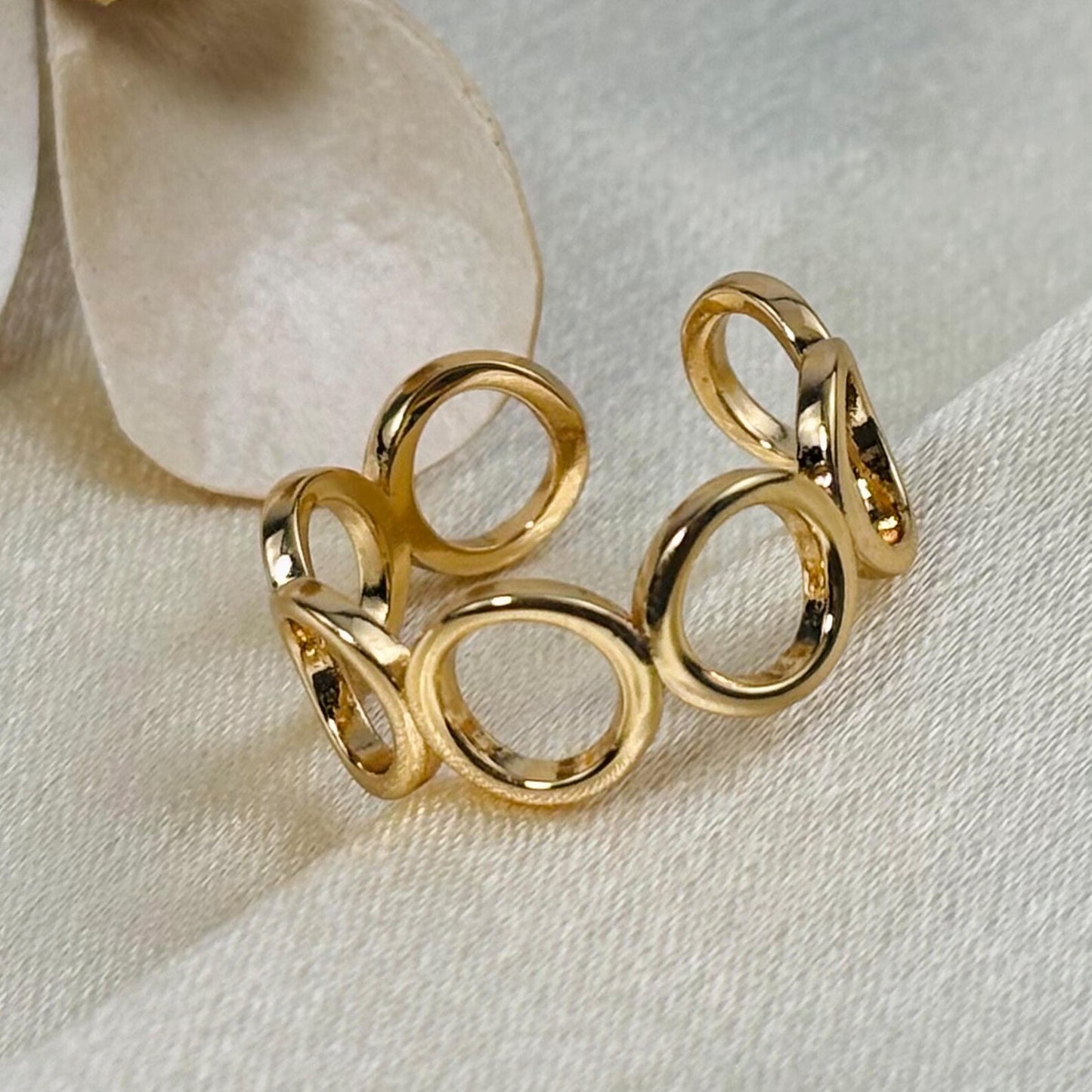 Oval Link Open Ring – Yellow Gold Plated, Anti-Tarnish, Hypoallergenic Fashion Jewelry