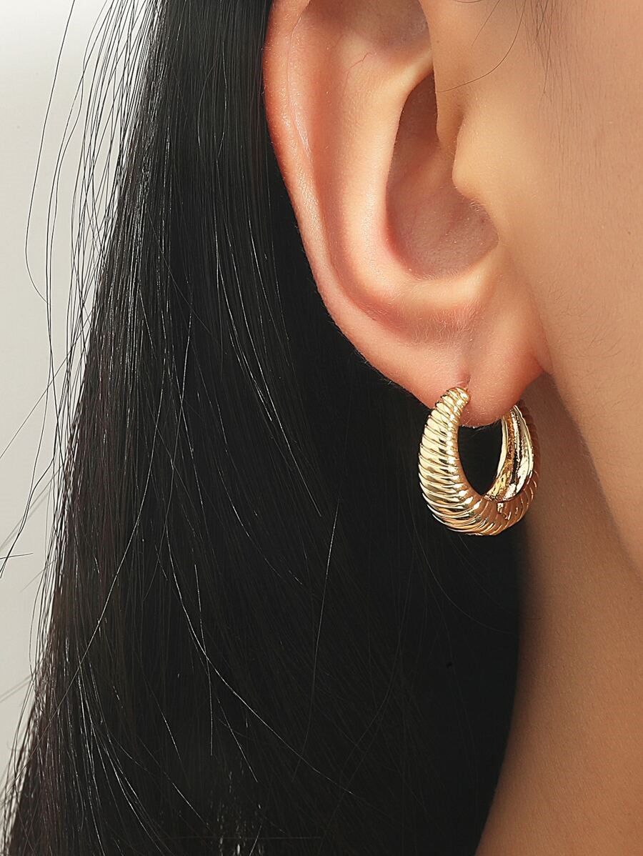Textured Ribbed Hoops by Peppy Pink, chic and trendy fashion jewelry.