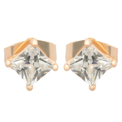 Elegant Solitaire Stud Earrings with yellow gold plating, perfect for everyday elegance.
