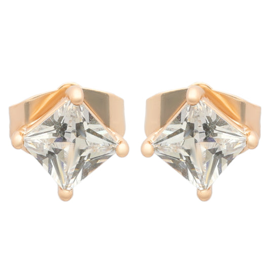 Elegant Solitaire Stud Earrings with yellow gold plating, perfect for everyday elegance.