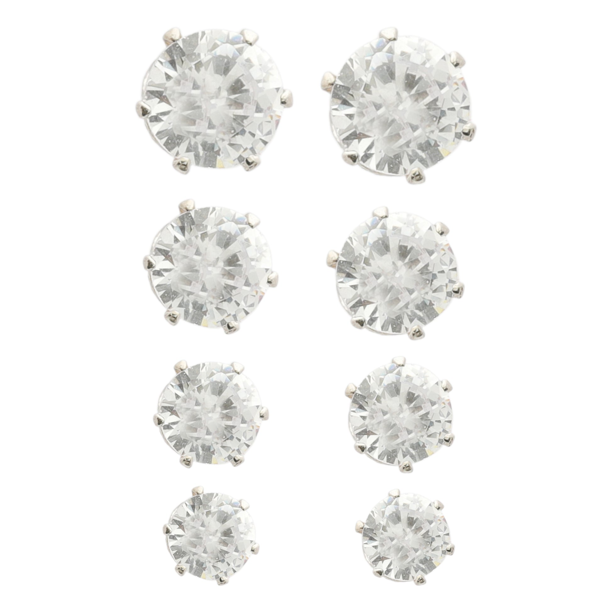 Rhodium-plated Crystal Cascade Studs – a silver earring set with sparkle and variety.