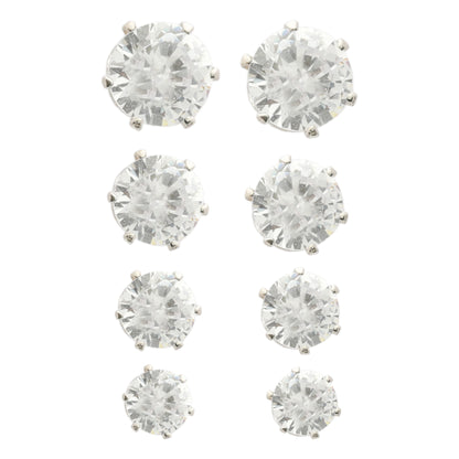 Rhodium-plated Crystal Cascade Studs – a silver earring set with sparkle and variety.