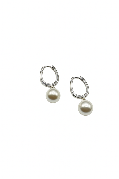 Pearl Drop Hoop Earrings