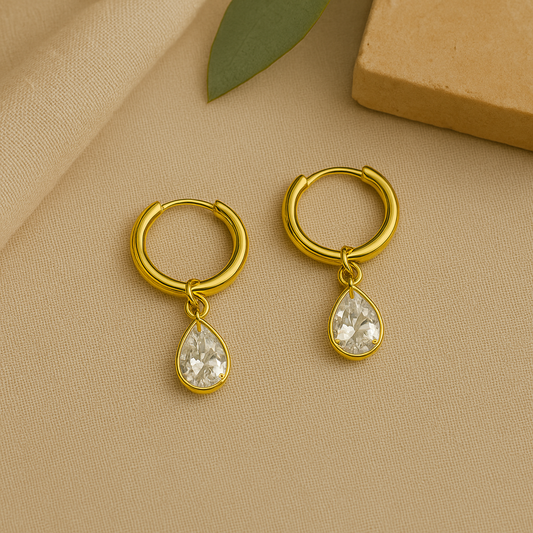 Crystal Drop Hoop Earrings