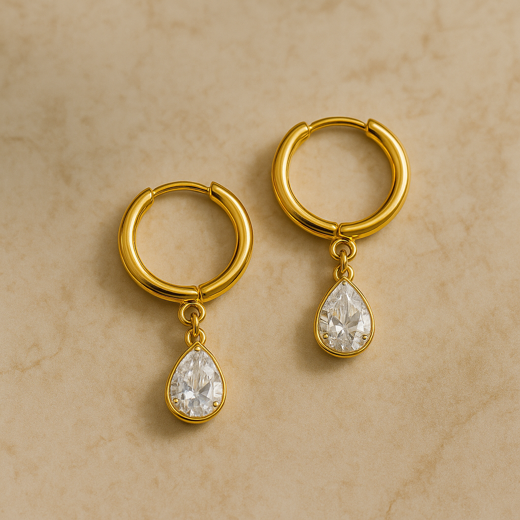 Crystal Drop Hoop Earrings