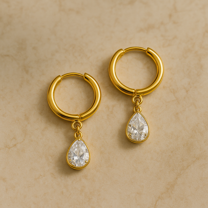 Crystal Drop Hoop Earrings
