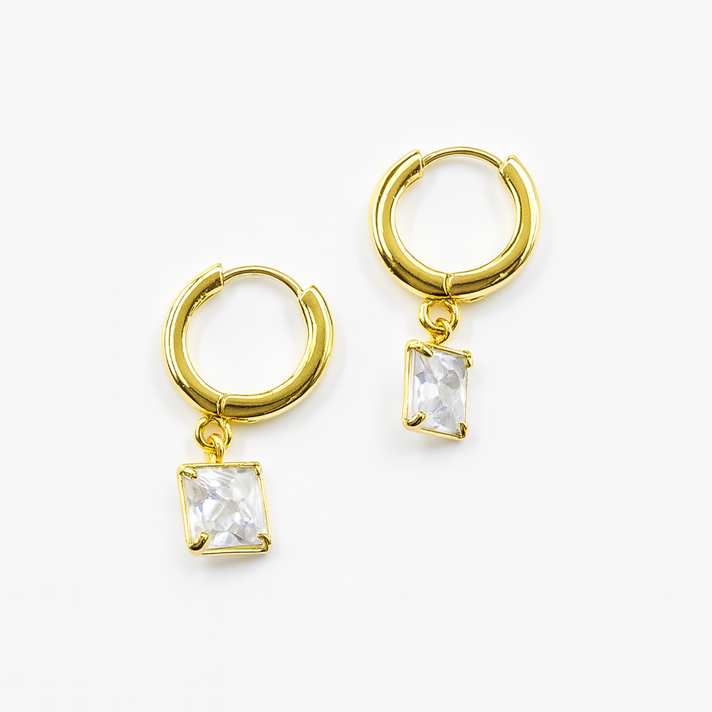 Square Crystal Hoop Earrings