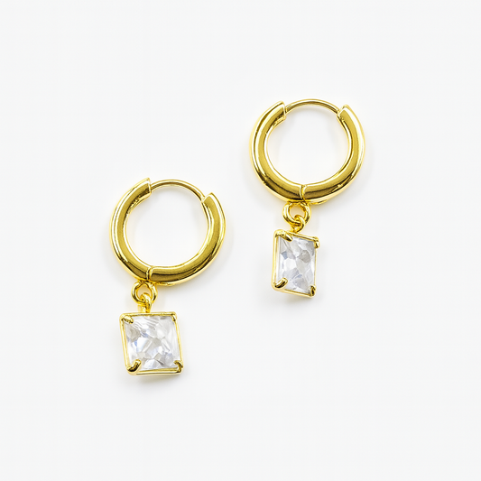 Square Crystal Hoop Earrings