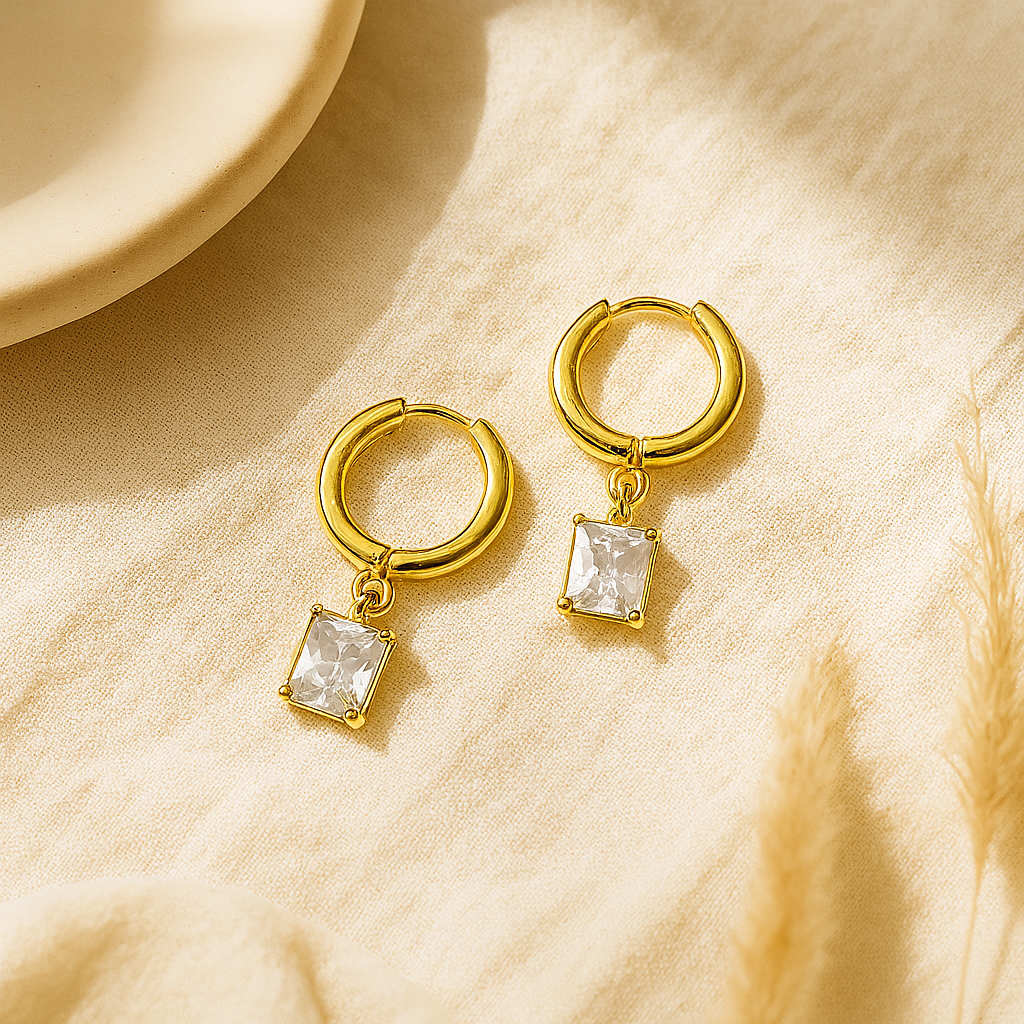 Square Crystal Hoop Earrings