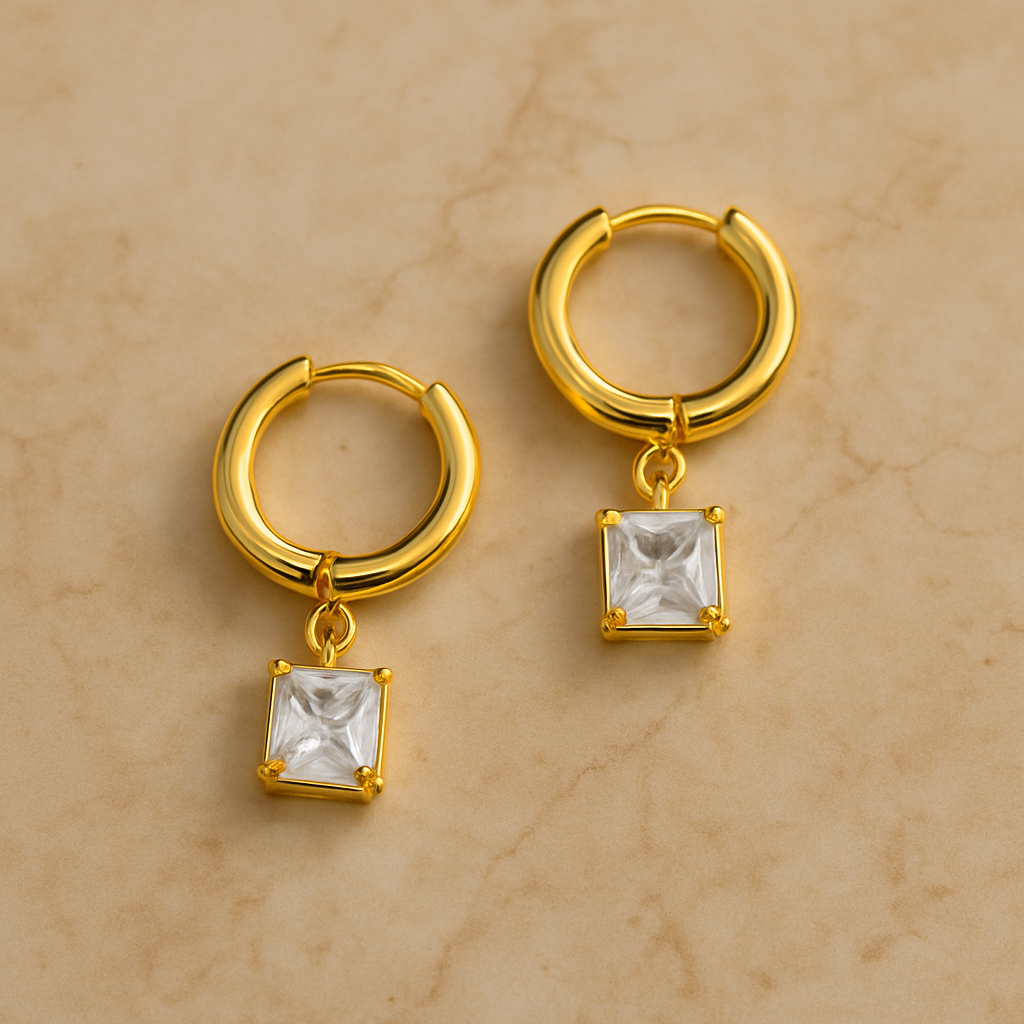 Square Crystal Hoop Earrings