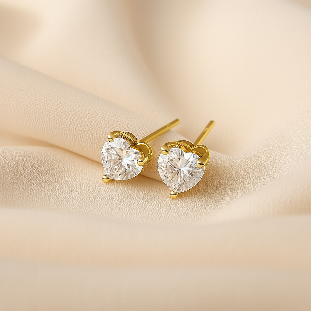 Sparkling Heart Studs